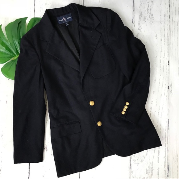 ralph lauren navy blue blazer with gold buttons